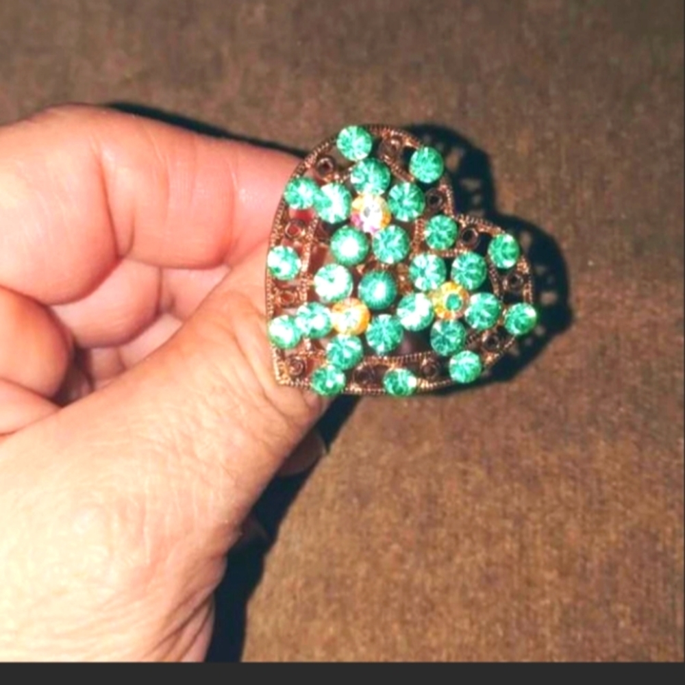 Beautiful heart shape women's ring rhinestone size extends blue boho